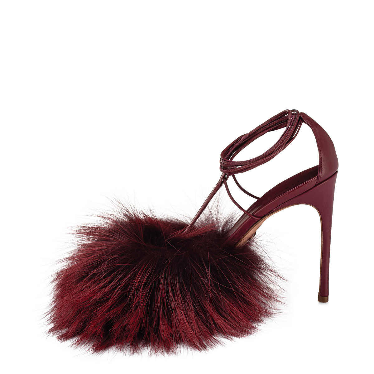 Burgundy hot sale fur heels